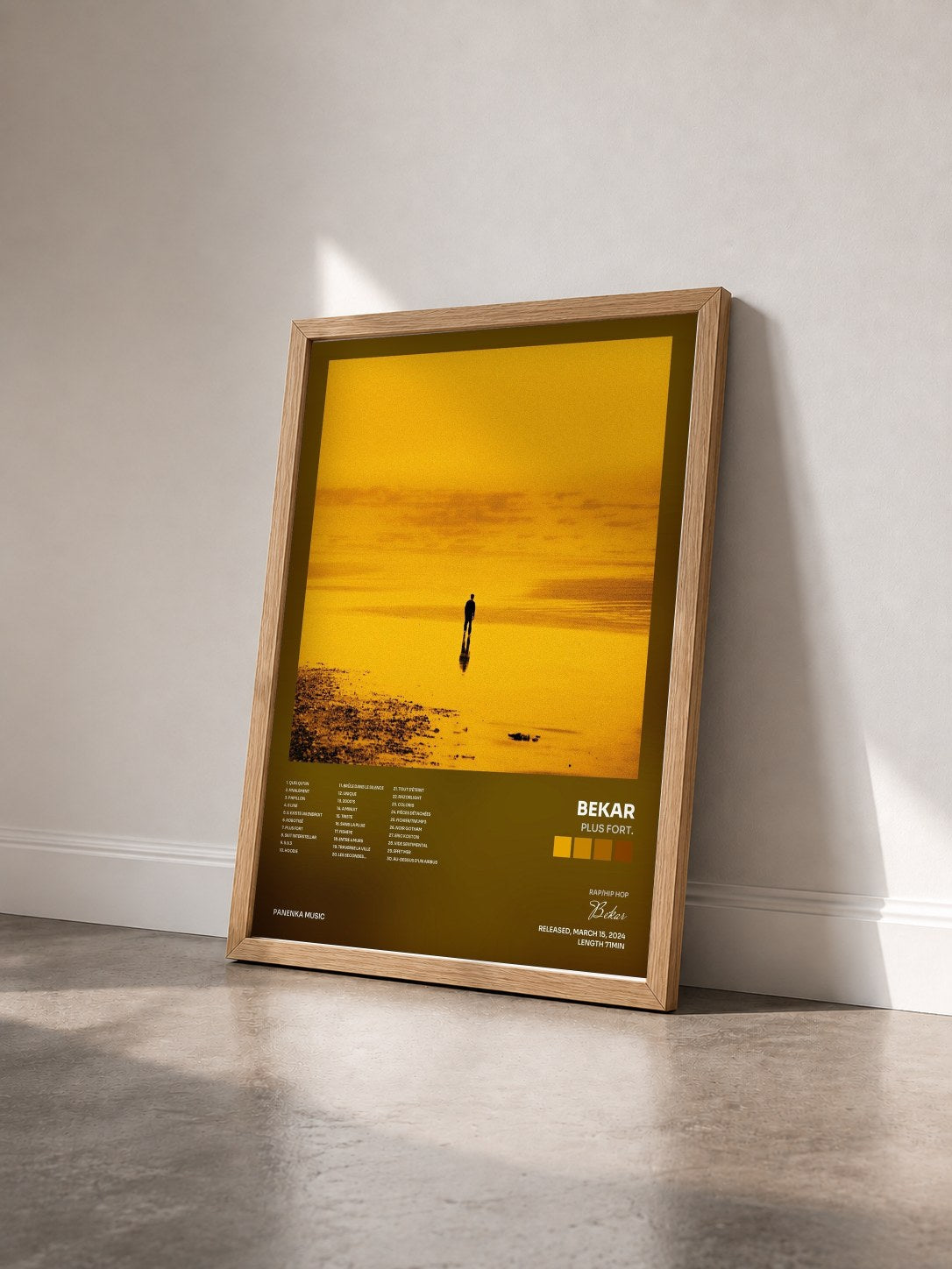 #bois Tableau de l'album Plus fort. de Bekar vu de trois quarts, cadre en bois brut