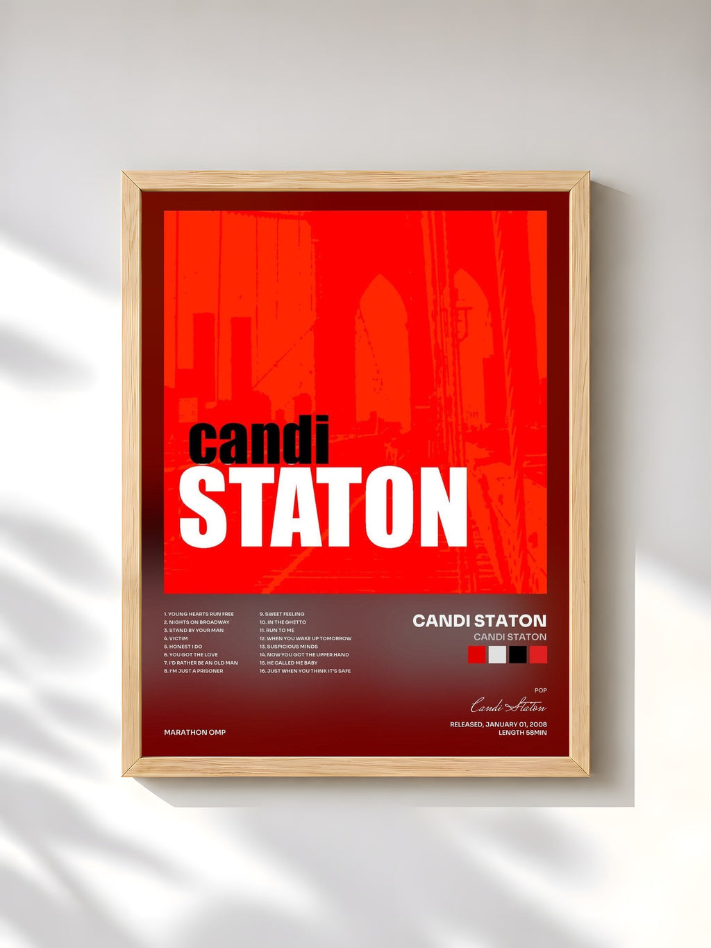 #bois Tableau de l'album Candi Staton de Candi Staton, cadre en bois brut, imprimé et encadré en France
