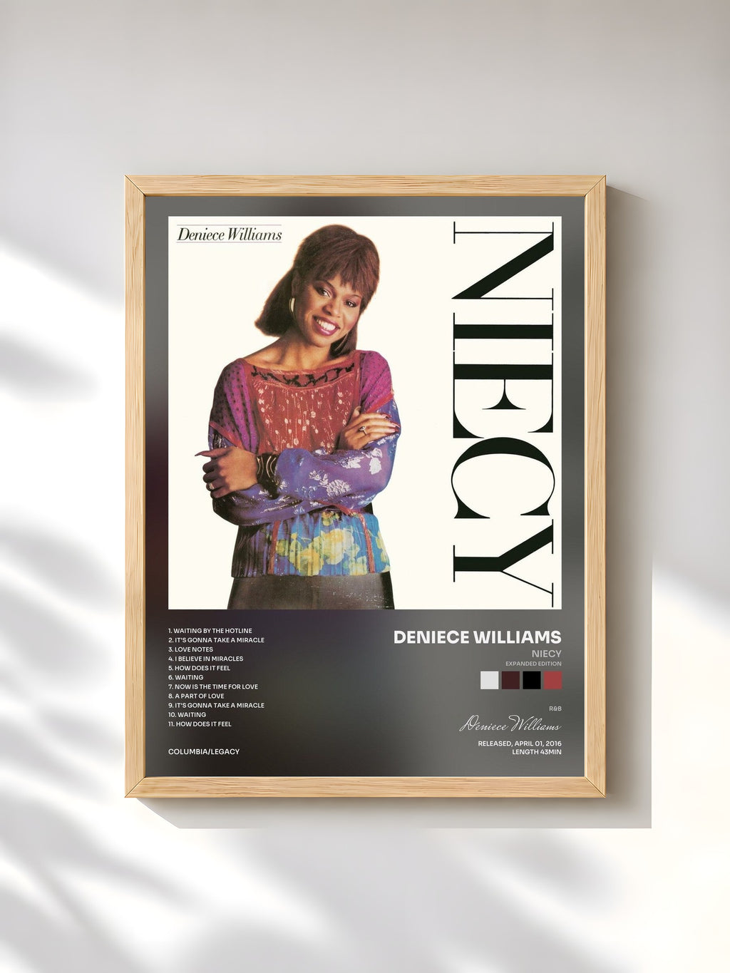 #bois Tableau de l'album Niecy (Expanded Edition) de Deniece Williams, cadre en bois brut, imprimé et encadré en France