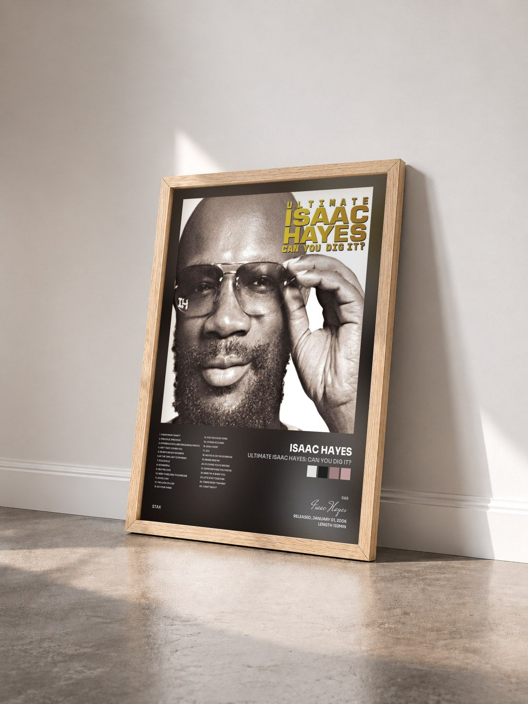 #bois Tableau de l'album Ultimate Isaac Hayes: Can You Dig It? de Isaac Hayes vu de trois quarts, cadre en bois brut