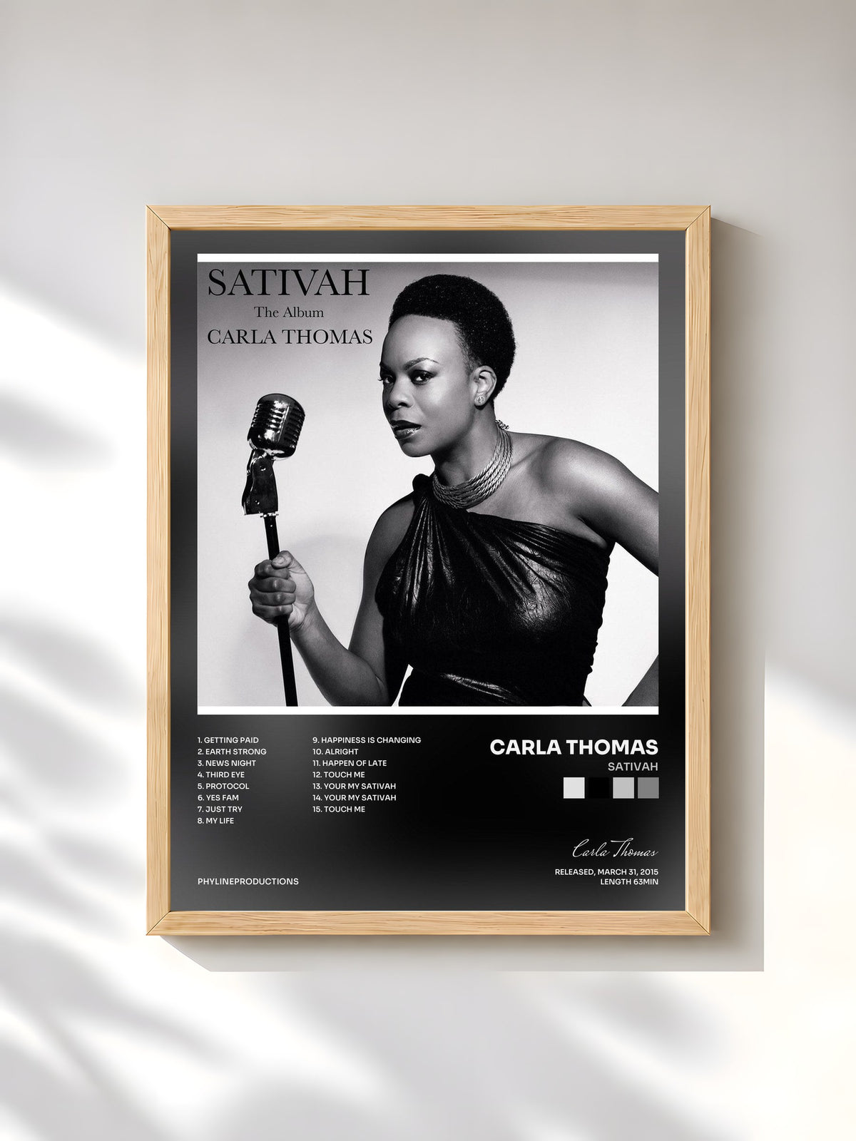 #bois Tableau de l'album Sativah de Carla Thomas, cadre en bois brut, imprimé et encadré en France