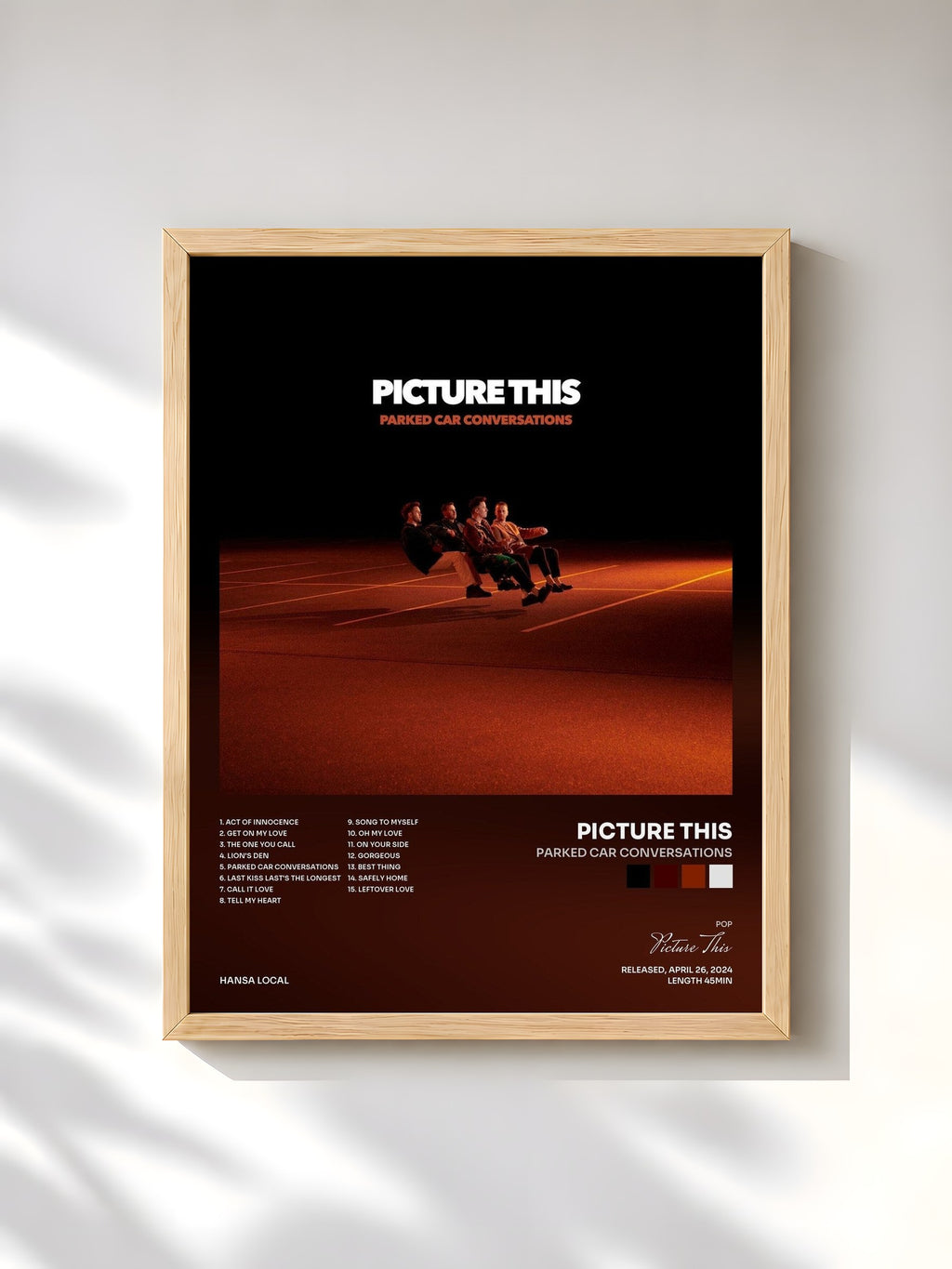 #bois Tableau de l'album Parked Car Conversations de Picture This, cadre en bois brut, imprimé et encadré en France