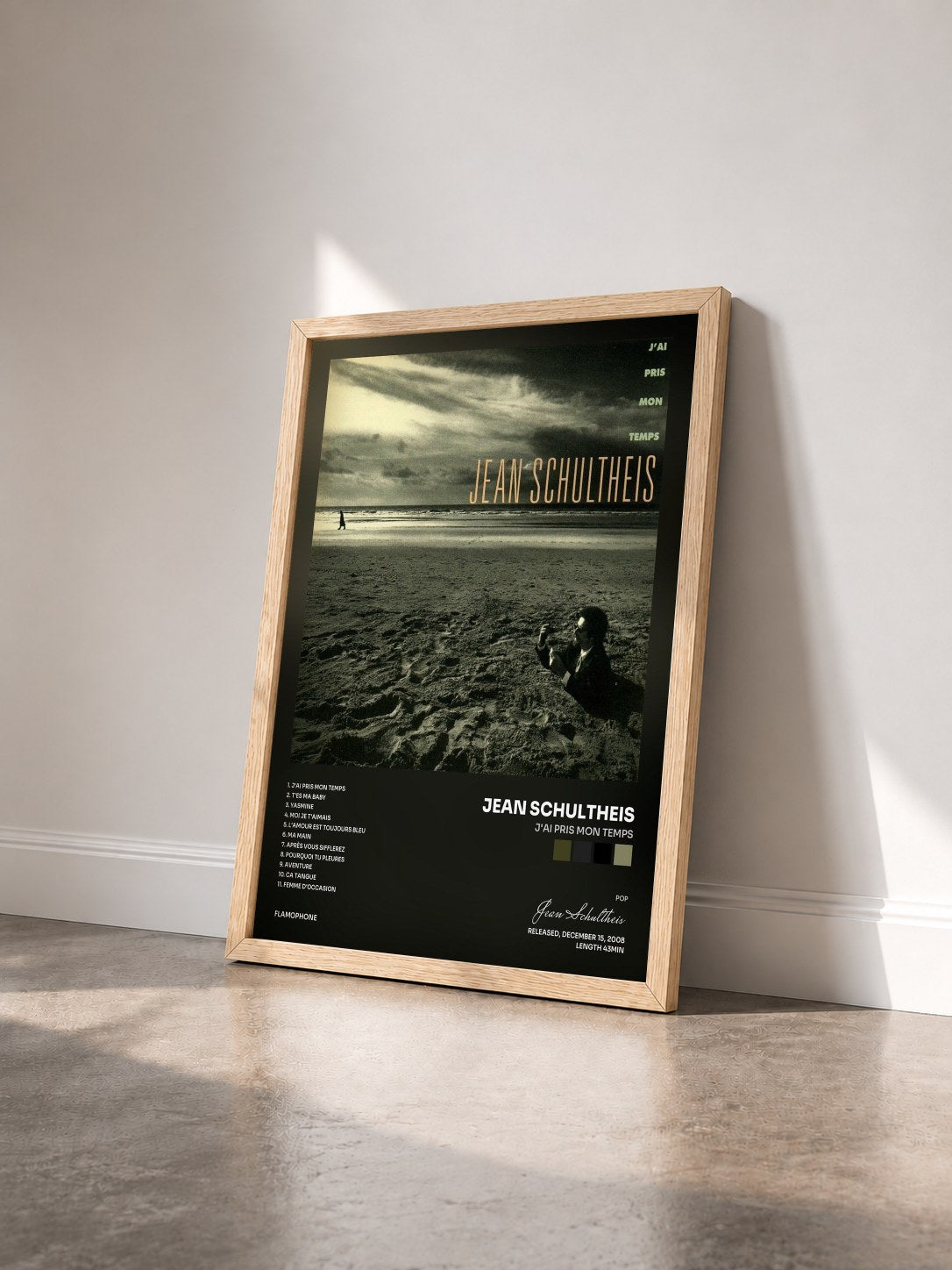 #bois Tableau de l'album J'ai pris mon temps de Jean Schultheis vu de trois quarts, cadre en bois brut