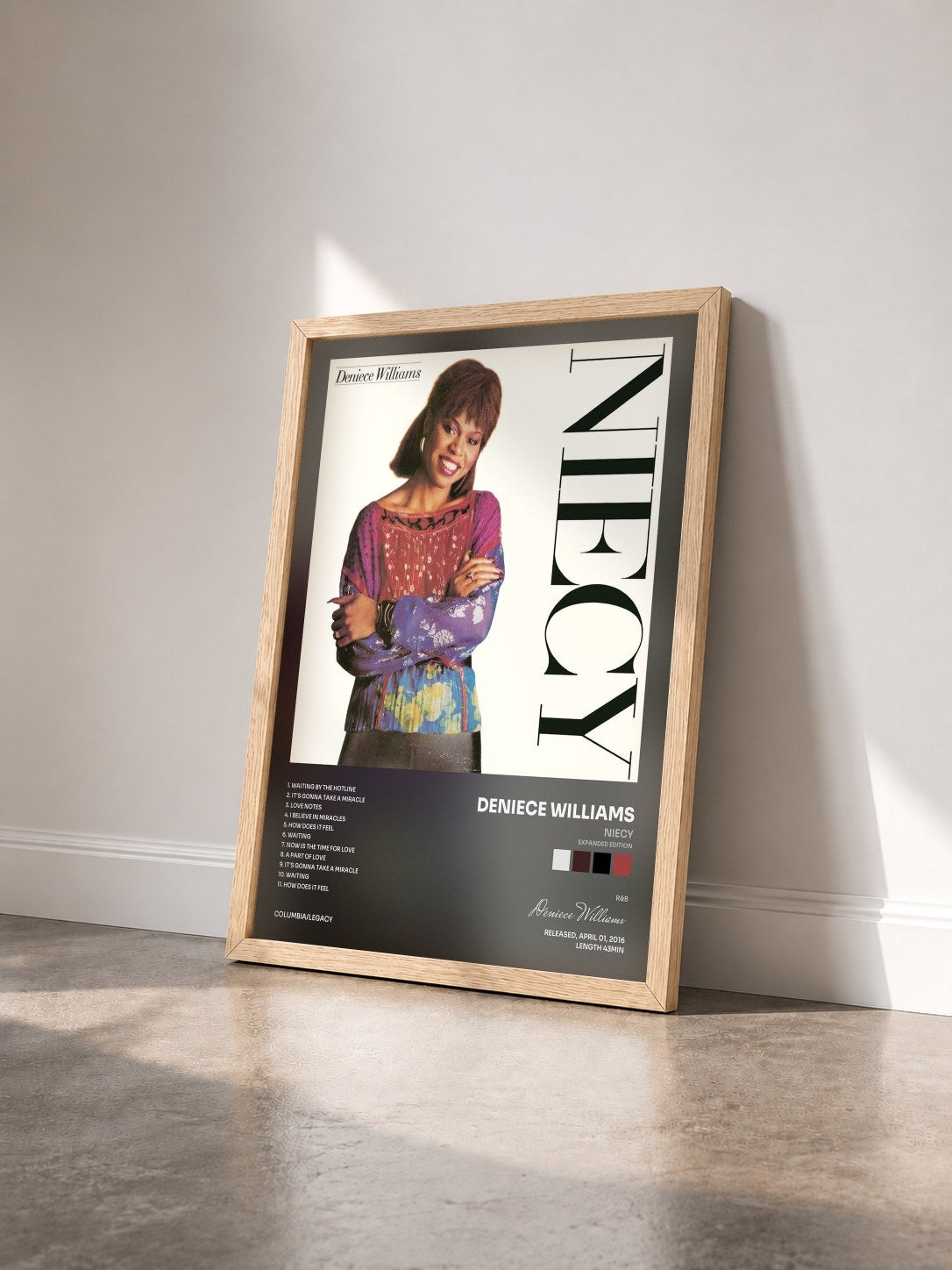 #bois Tableau de l'album Niecy (Expanded Edition) de Deniece Williams vu de trois quarts, cadre en bois brut