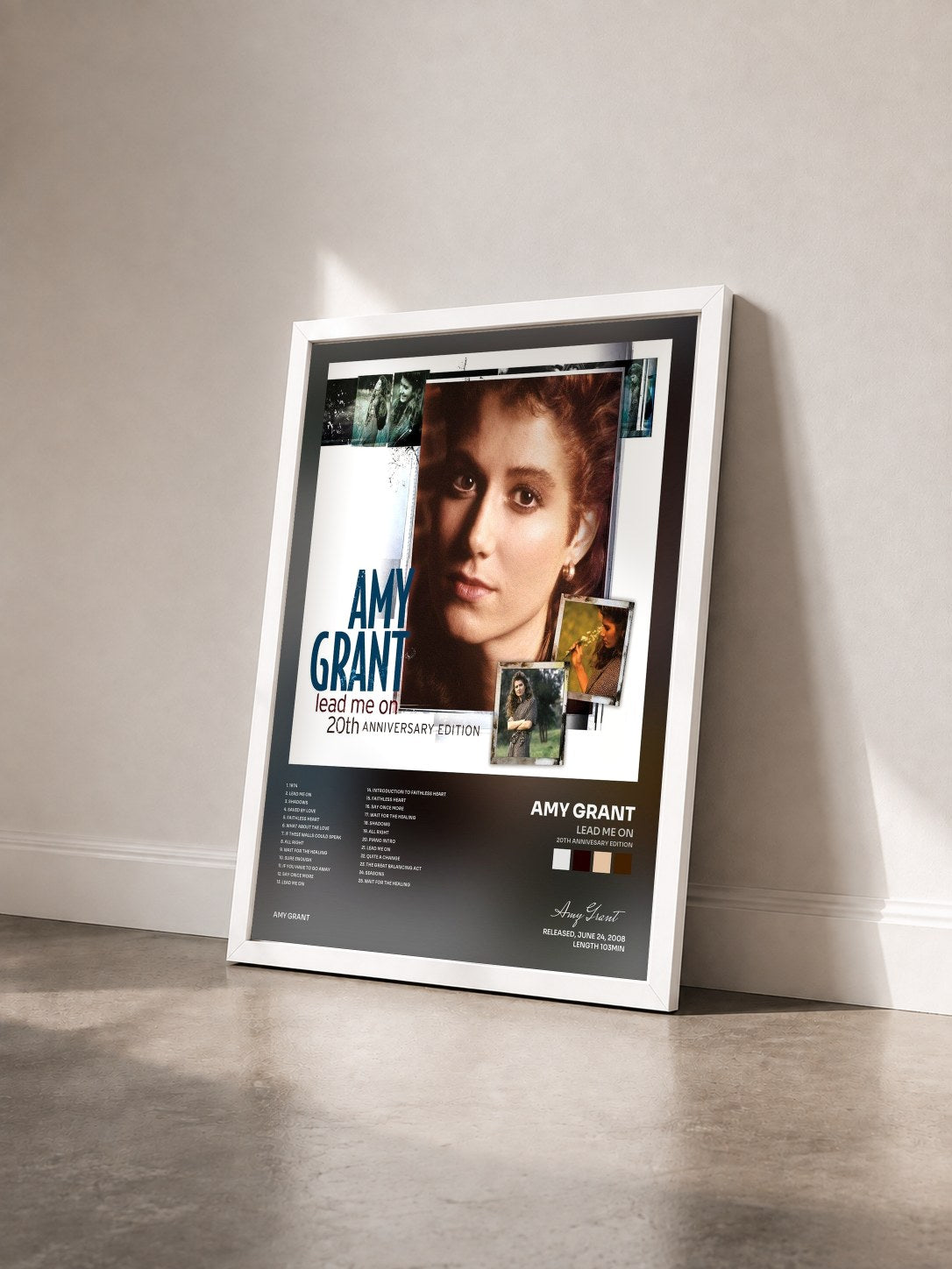 #blanc Tableau de l'album Lead Me On (20th Annivesary Edition) de Amy Grant vu de trois quarts, cadre blanc