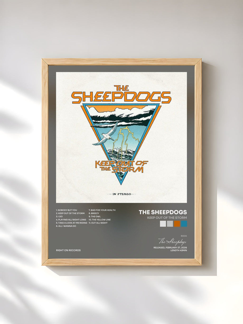 #bois Tableau de l'album Keep Out of the Storm de The Sheepdogs, cadre en bois brut, imprimé et encadré en France
