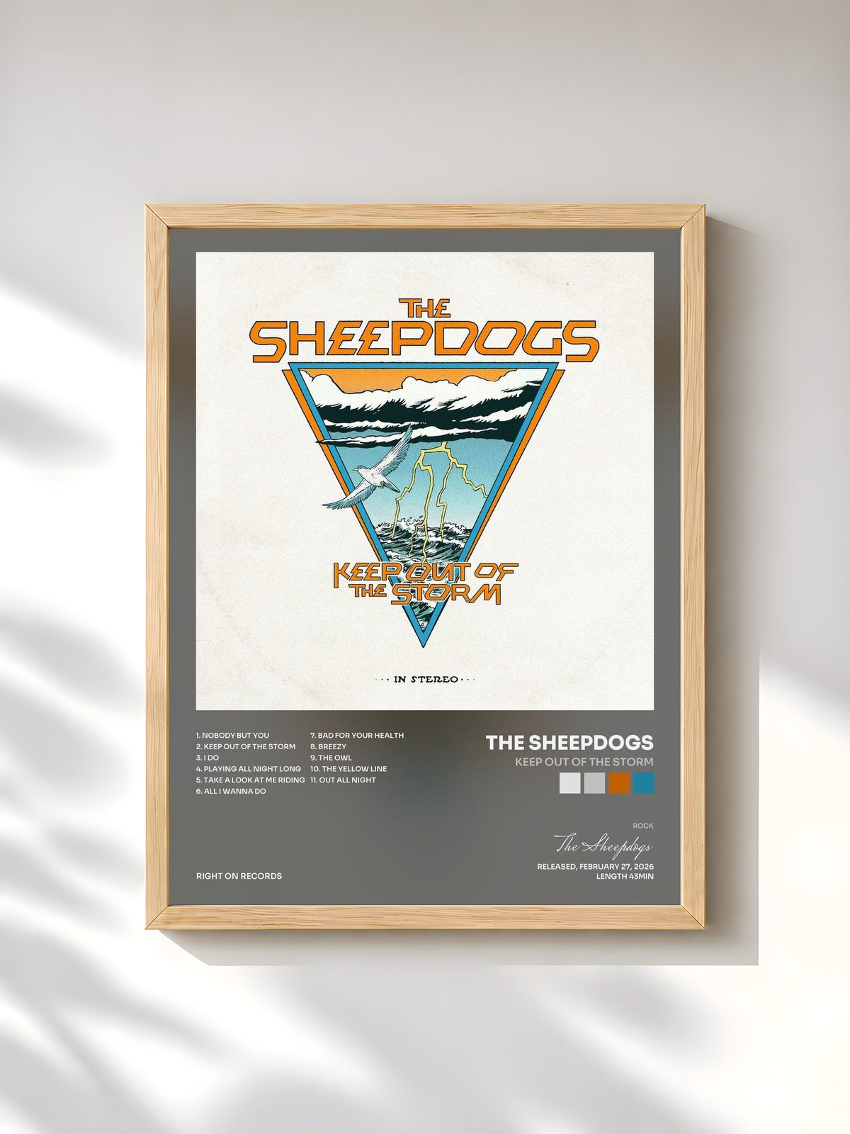 #bois Tableau de l'album Keep Out of the Storm de The Sheepdogs, cadre en bois brut, imprimé et encadré en France