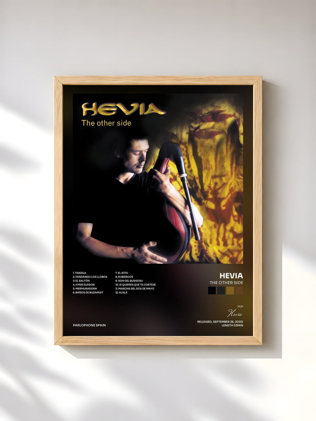 #bois Tableau de l'album The Other Side de Hevia, cadre en bois brut, imprimé et encadré en France