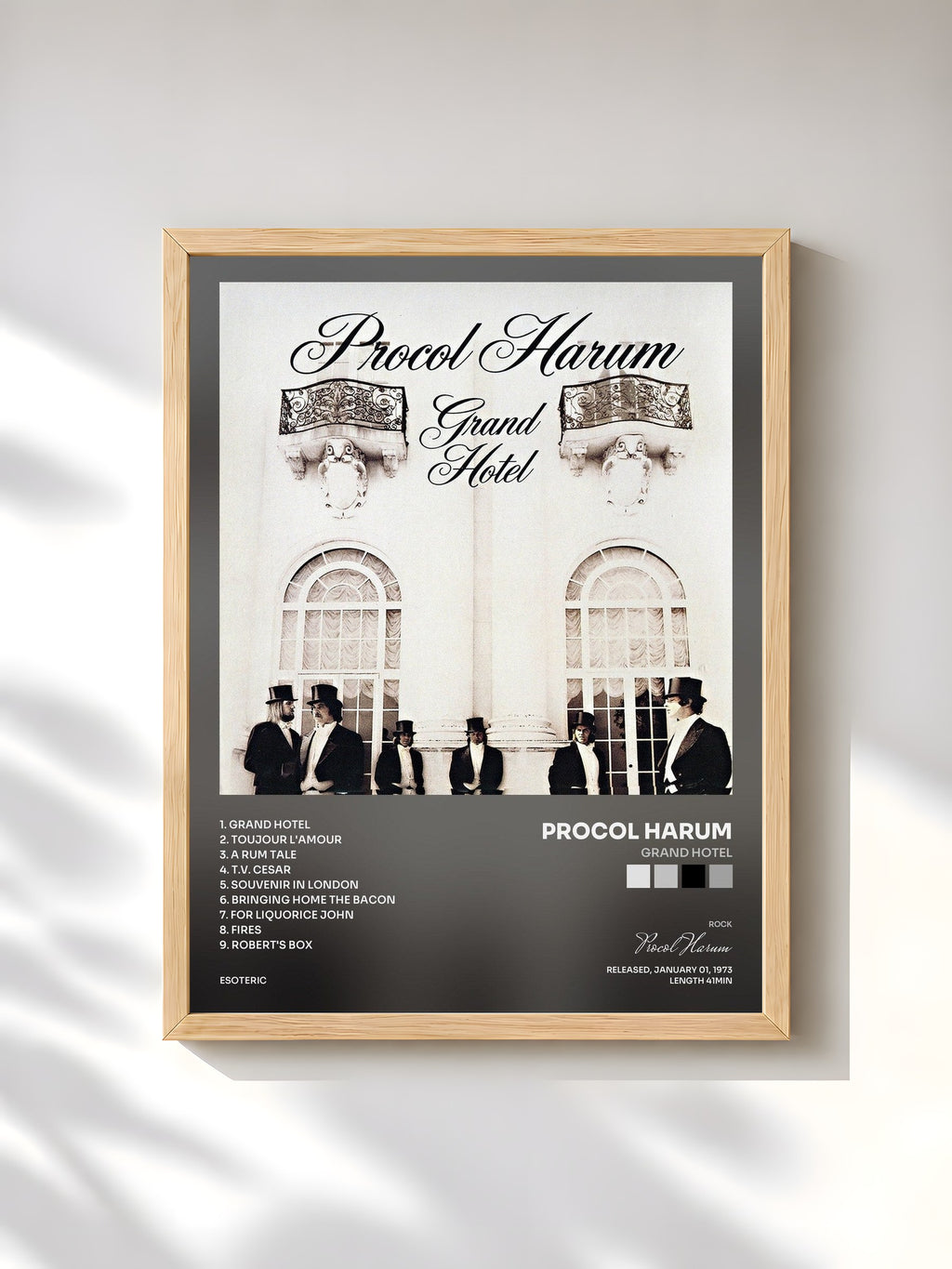 #bois Tableau de l'album Grand Hotel de Procol Harum, cadre en bois brut, imprimé et encadré en France