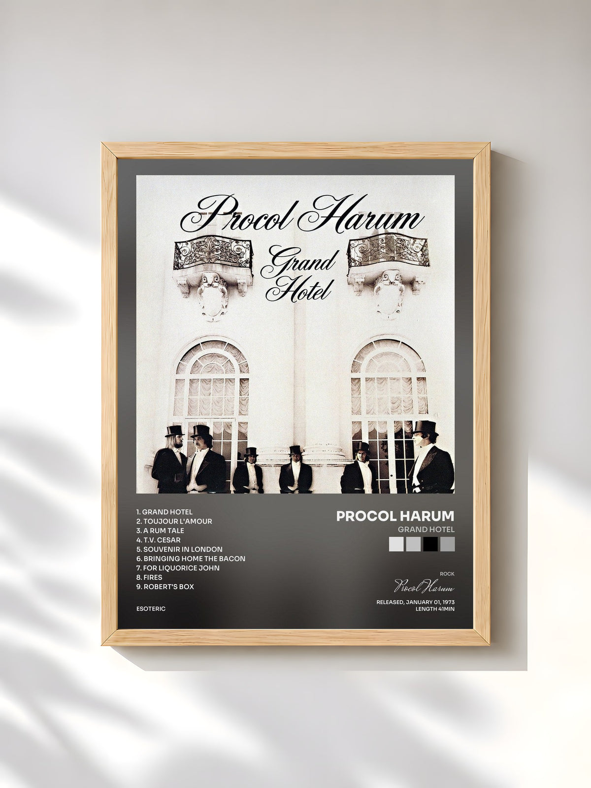 #bois Tableau de l'album Grand Hotel de Procol Harum, cadre en bois brut, imprimé et encadré en France