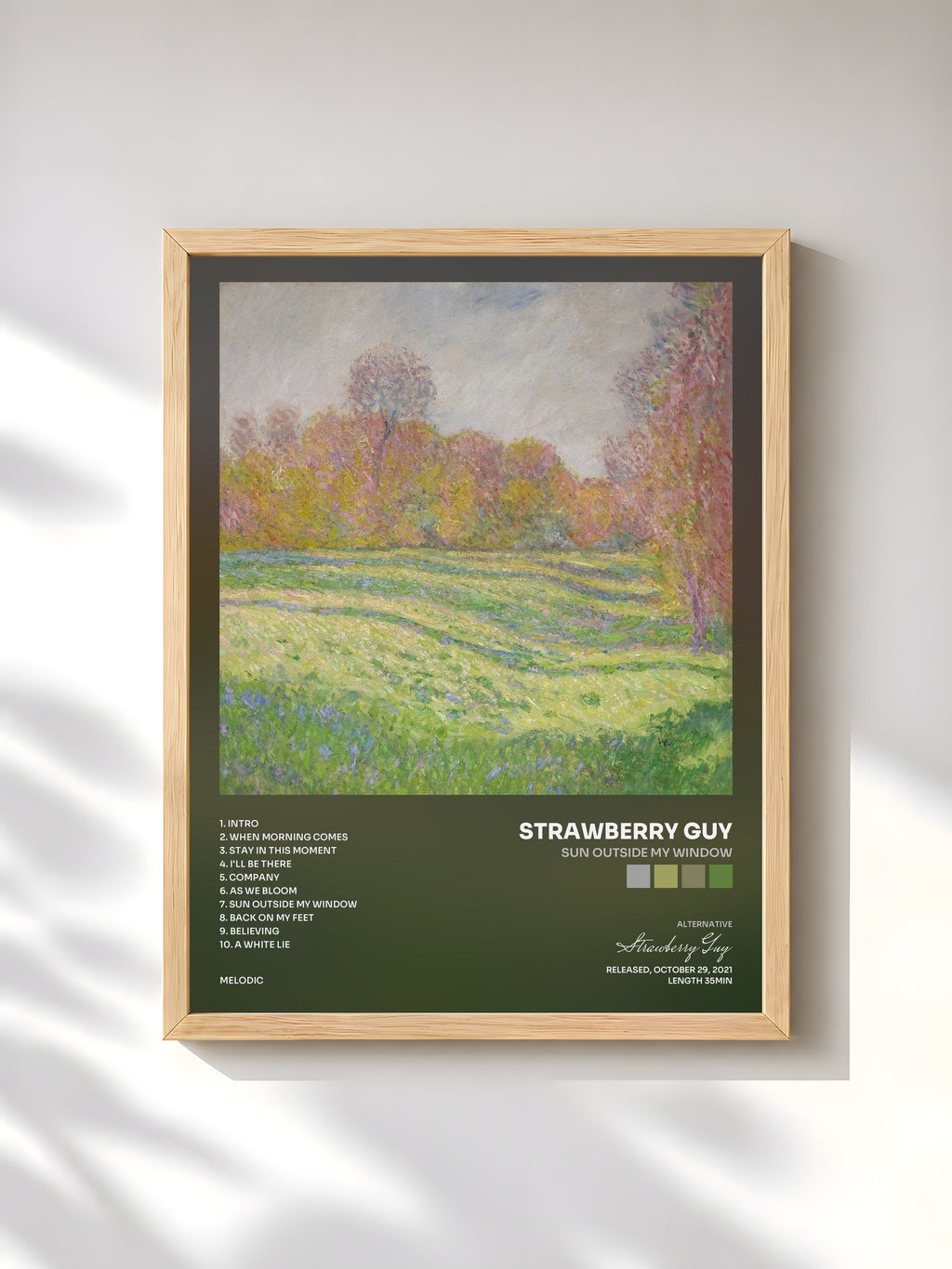 #bois Tableau de l'album Sun Outside My Window de Strawberry Guy, cadre en bois brut, imprimé et encadré en France
