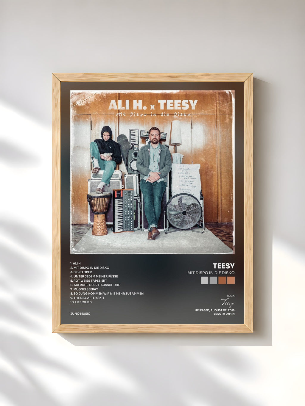 #bois Tableau de l'album Mit Dispo In Die Disko de Teesy, cadre en bois brut, imprimé et encadré en France