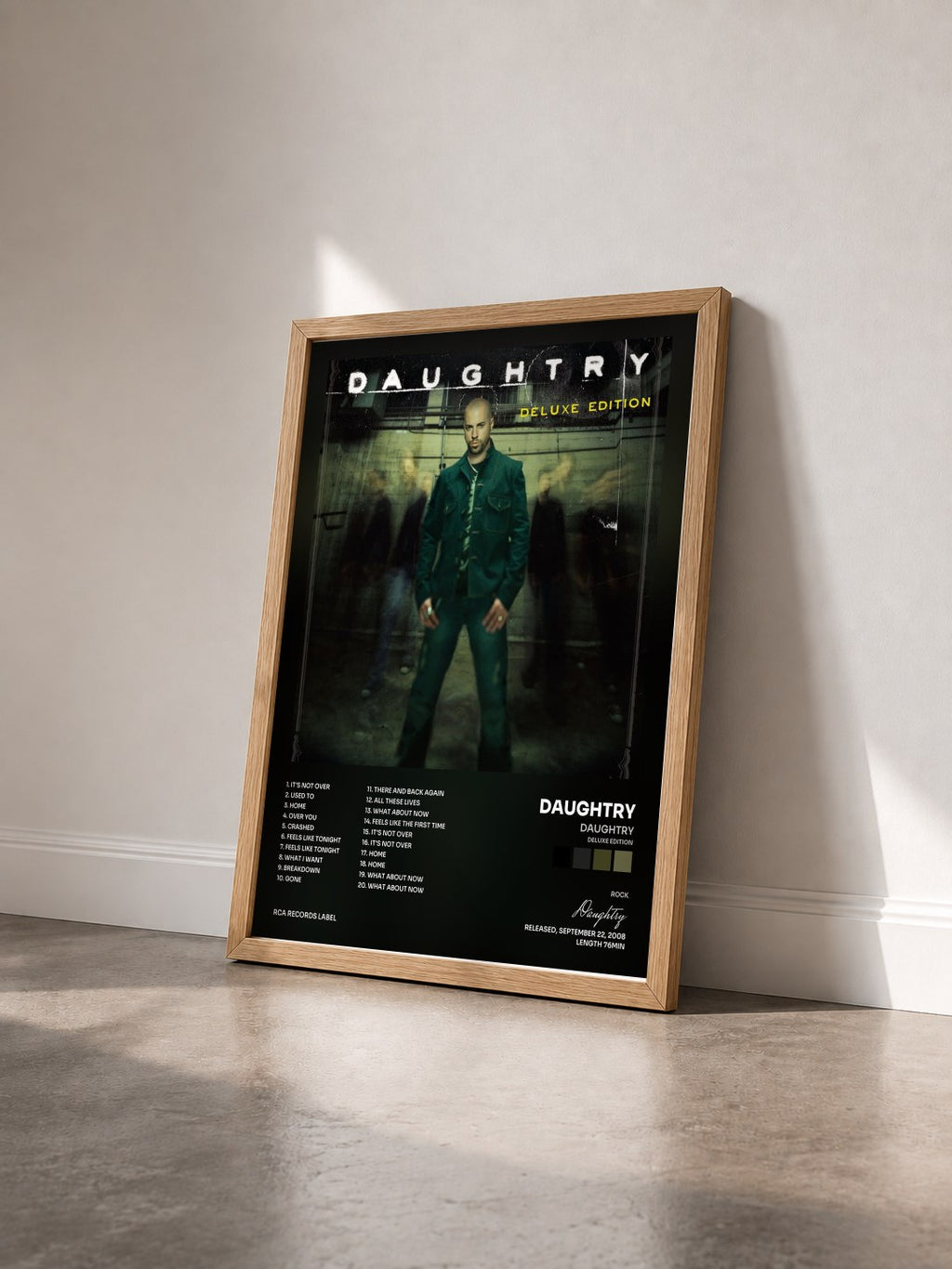 #bois Tableau de l'album Daughtry (Deluxe Edition) de Daughtry vu de trois quarts, cadre en bois brut