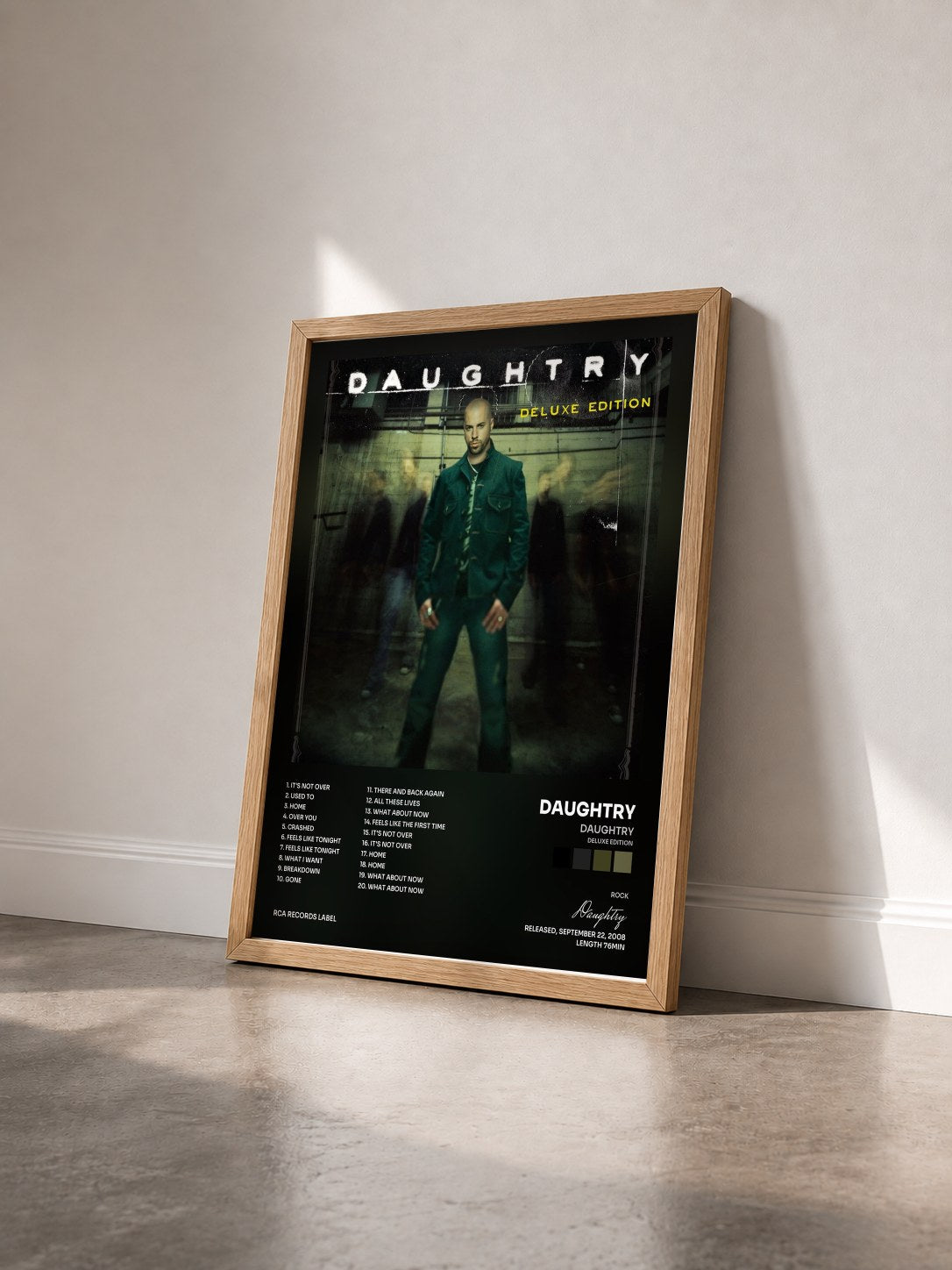 #bois Tableau de l'album Daughtry (Deluxe Edition) de Daughtry vu de trois quarts, cadre en bois brut