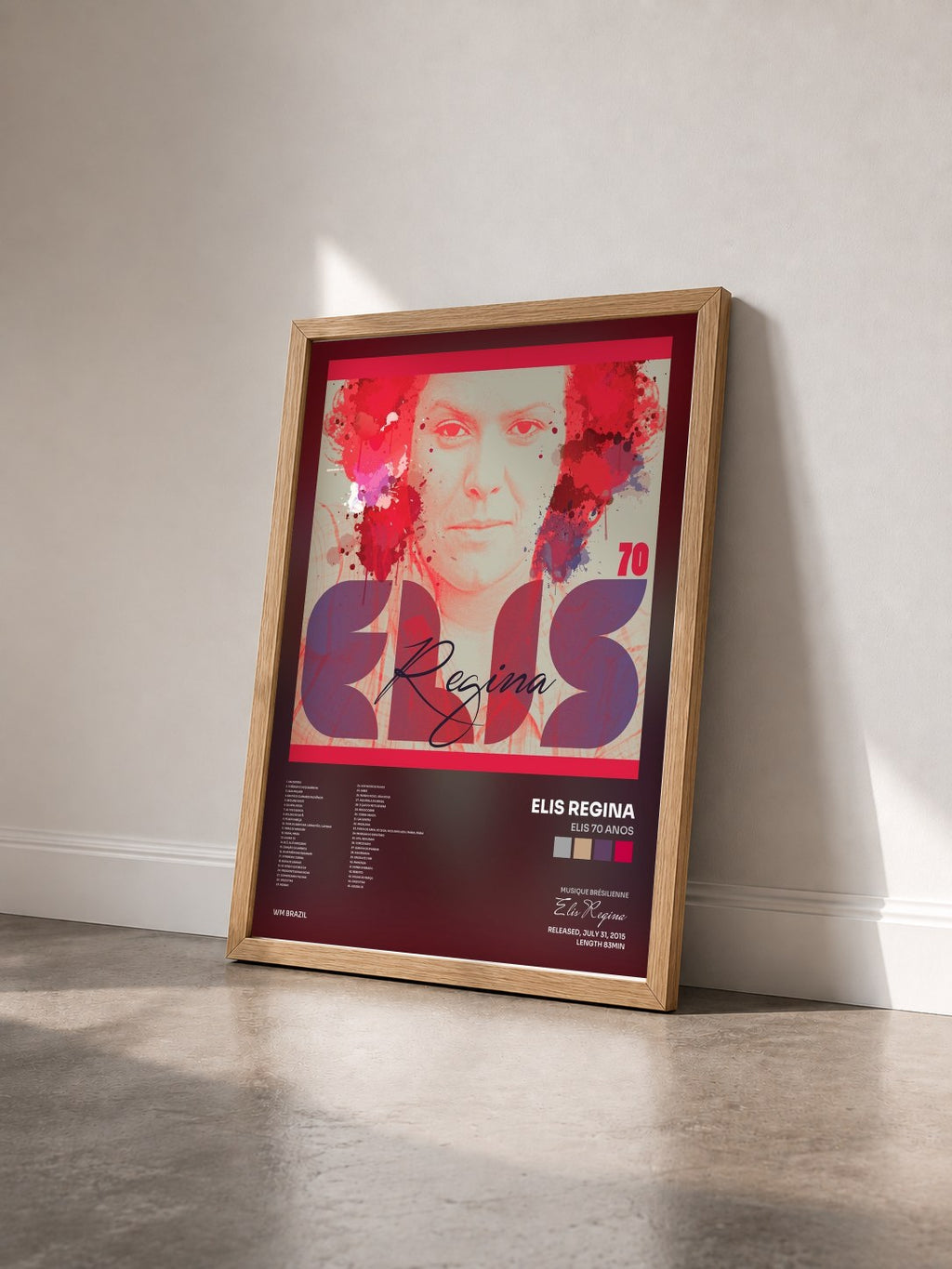 #bois Tableau de l'album Elis 70 Anos de Elis Regina vu de trois quarts, cadre en bois brut