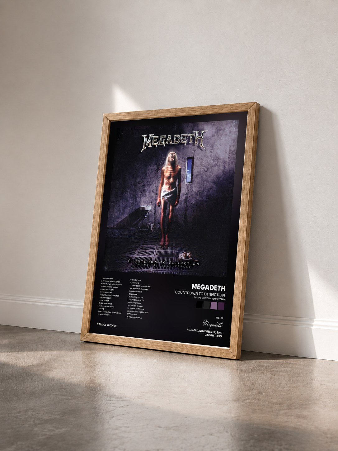 #bois Tableau de l'album Countdown To Extinction (Deluxe Edition - Remastered) de Megadeth vu de trois quarts, cadre en bois brut