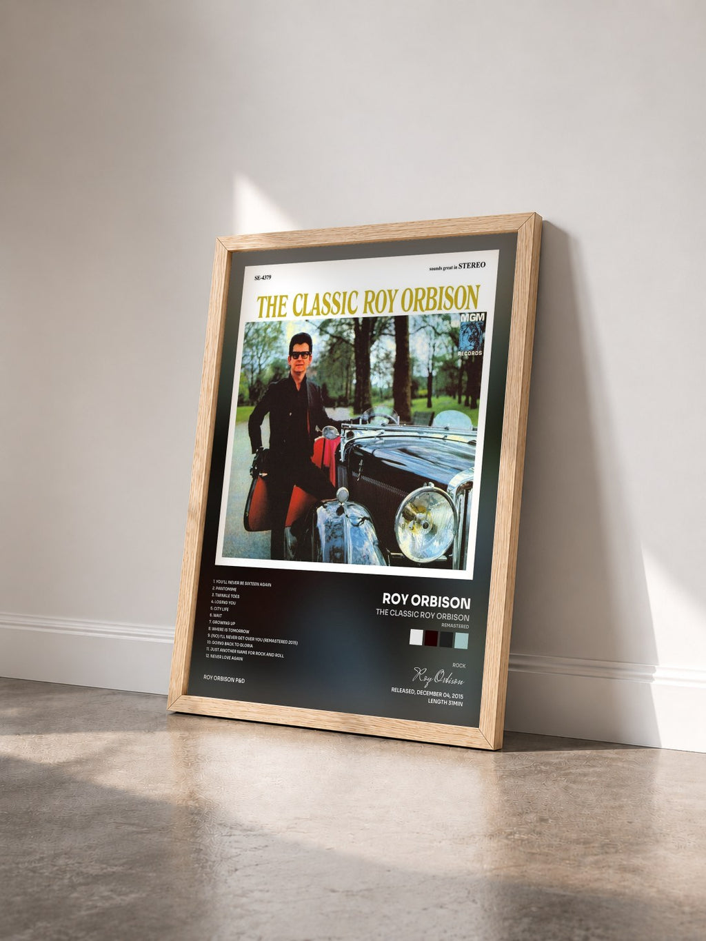 #bois Tableau de l'album The Classic Roy Orbison (Remastered) de Roy Orbison vu de trois quarts, cadre en bois brut