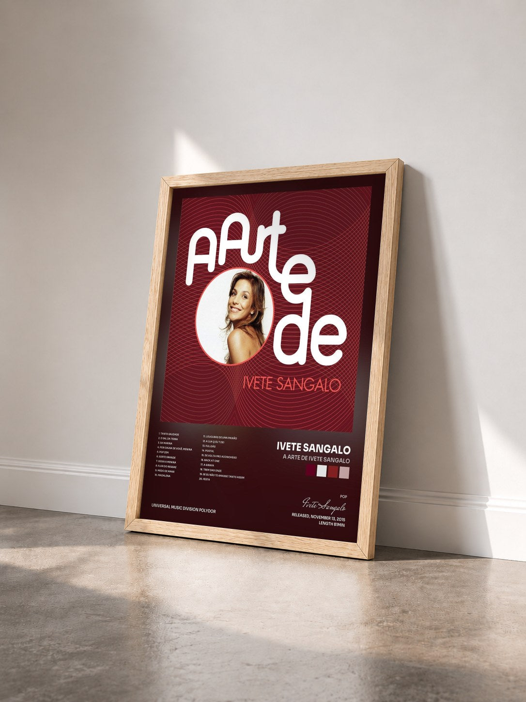 #bois Tableau de l'album A Arte De Ivete Sangalo de Ivete Sangalo vu de trois quarts, cadre en bois brut