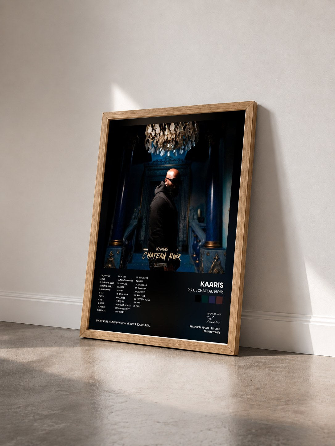 #bois Tableau de l'album 2.7.0 : Château Noir de Kaaris vu de trois quarts, cadre en bois brut