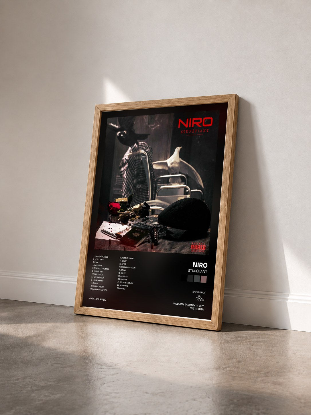 #bois Tableau de l'album Stupéfiant de Niro vu de trois quarts, cadre en bois brut