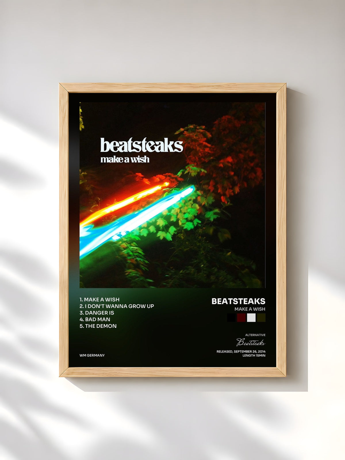 #bois Tableau de l'album Make a Wish de Beatsteaks, cadre en bois brut, imprimé et encadré en France