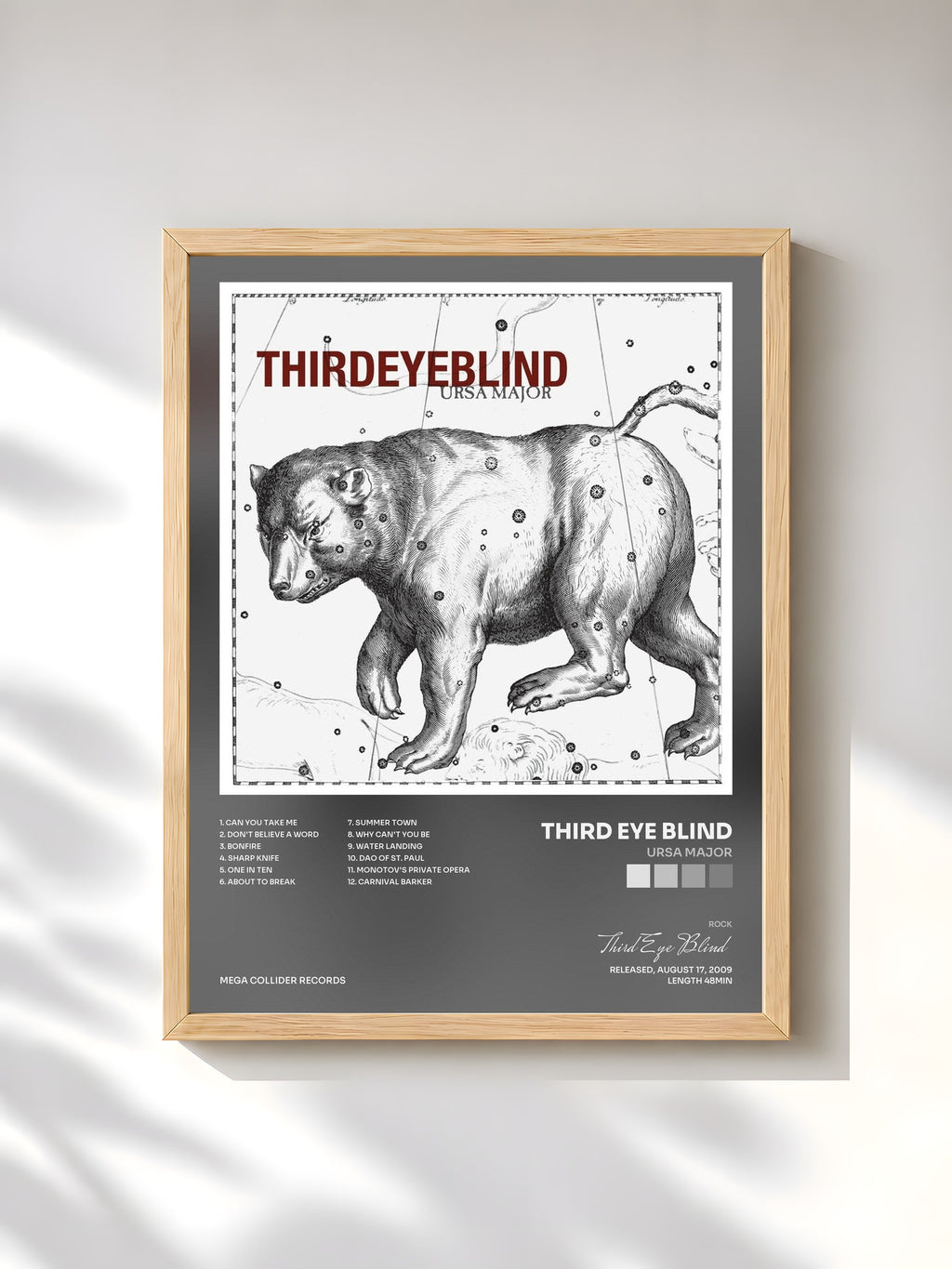 #bois Tableau de l'album Ursa Major de Third Eye Blind, cadre en bois brut, imprimé et encadré en France