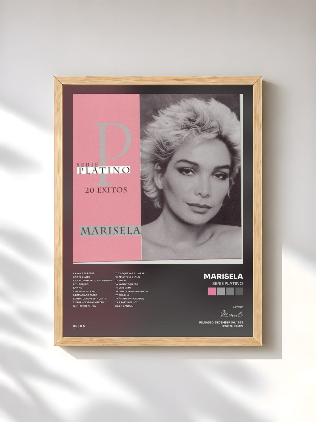 #bois Tableau de l'album Serie Platino de Marisela, cadre en bois brut, imprimé et encadré en France