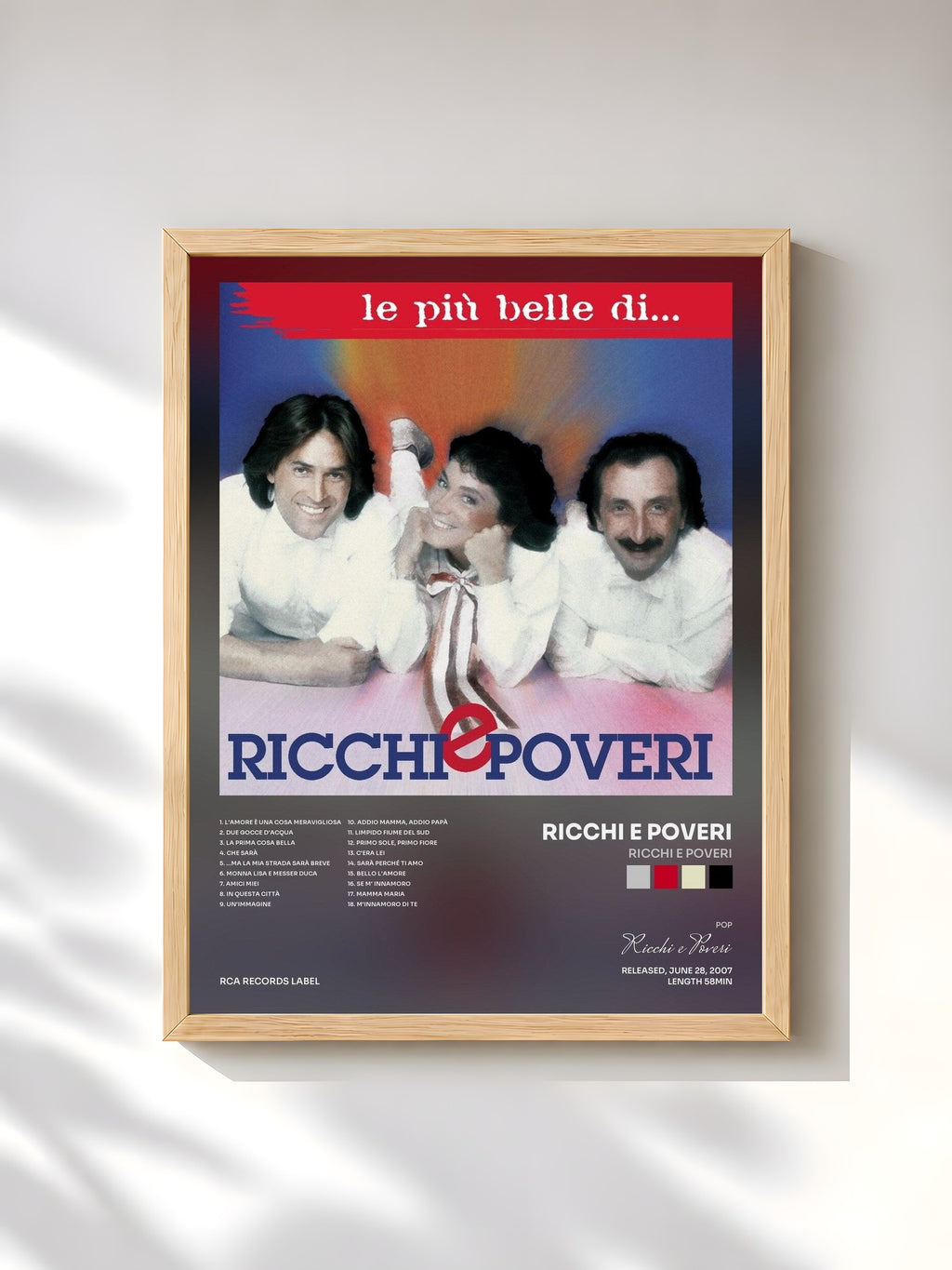 #bois Tableau de l'album Ricchi E Poveri de Ricchi e Poveri, cadre en bois brut, imprimé et encadré en France