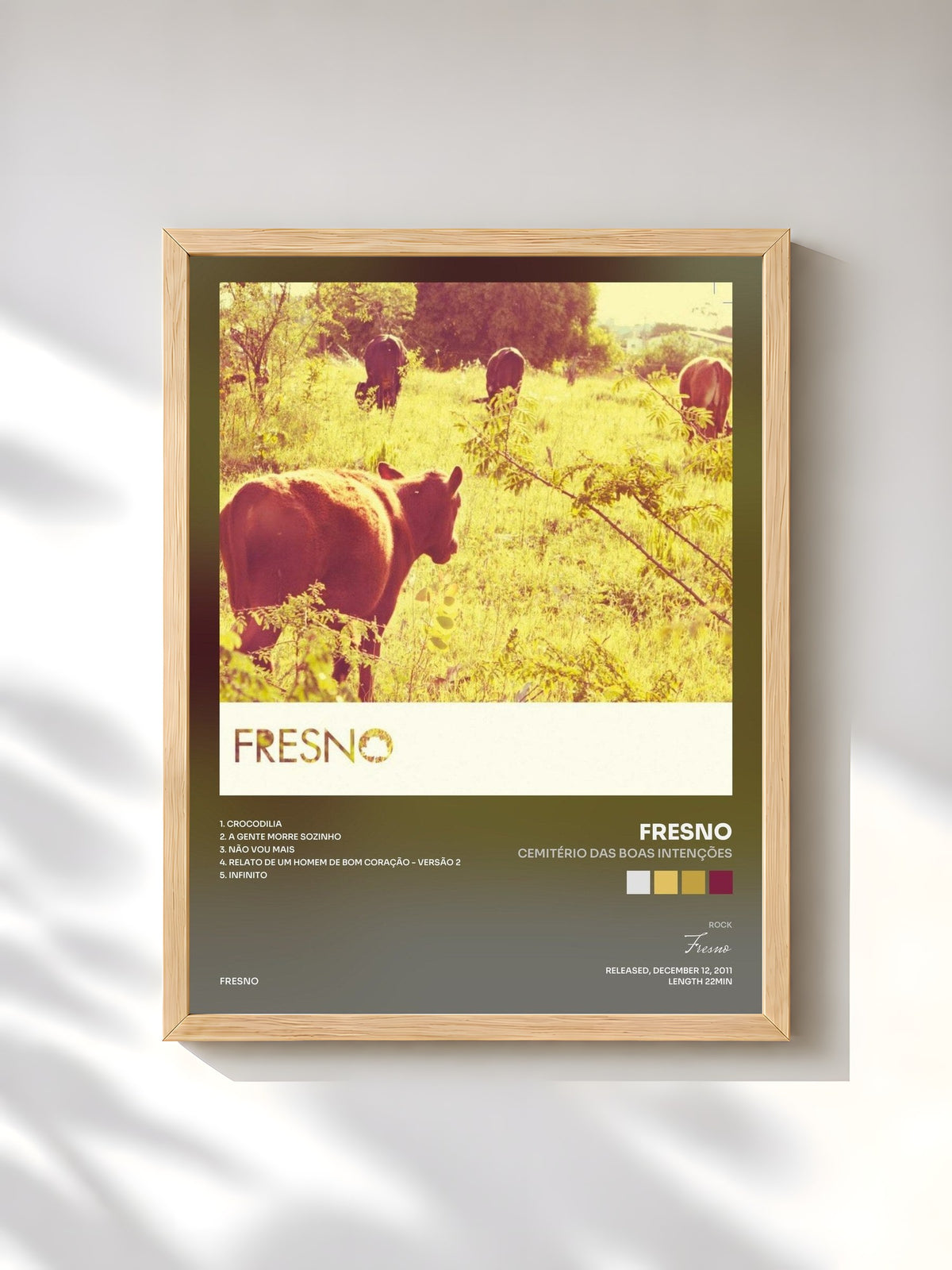 #bois Tableau de l'album Cemitério Das Boas Intenções de Fresno, cadre en bois brut, imprimé et encadré en France