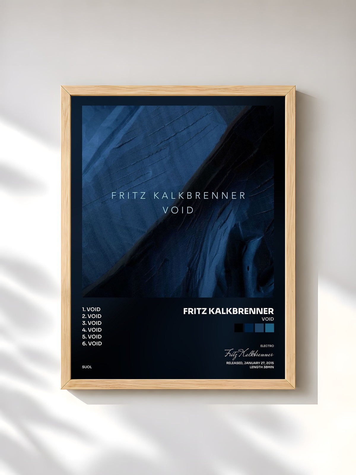 #bois Tableau de l'album Void de Fritz Kalkbrenner, cadre en bois brut, imprimé et encadré en France