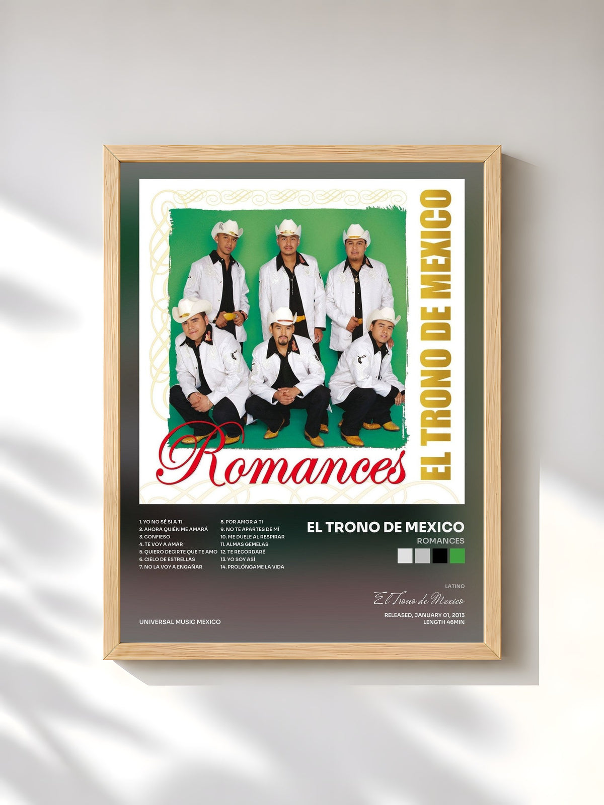 #bois Tableau de l'album Romances de El Trono de Mexico, cadre en bois brut, imprimé et encadré en France