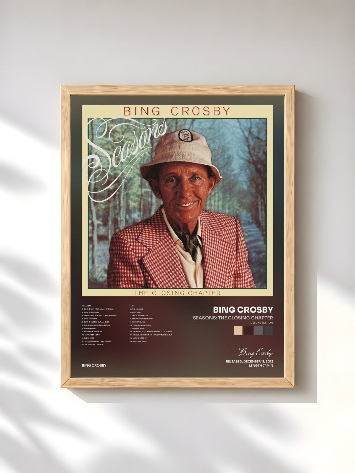 #bois Tableau de l'album Seasons: The Closing Chapter (Deluxe Edition) de Bing Crosby, cadre en bois brut, imprimé et encadré en France
