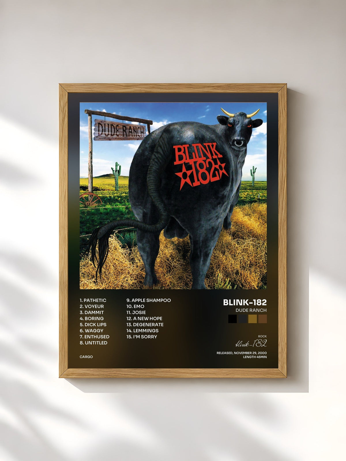 #bois Tableau de l'album Dude Ranch de blink-182, cadre en bois brut, imprimé et encadré en France