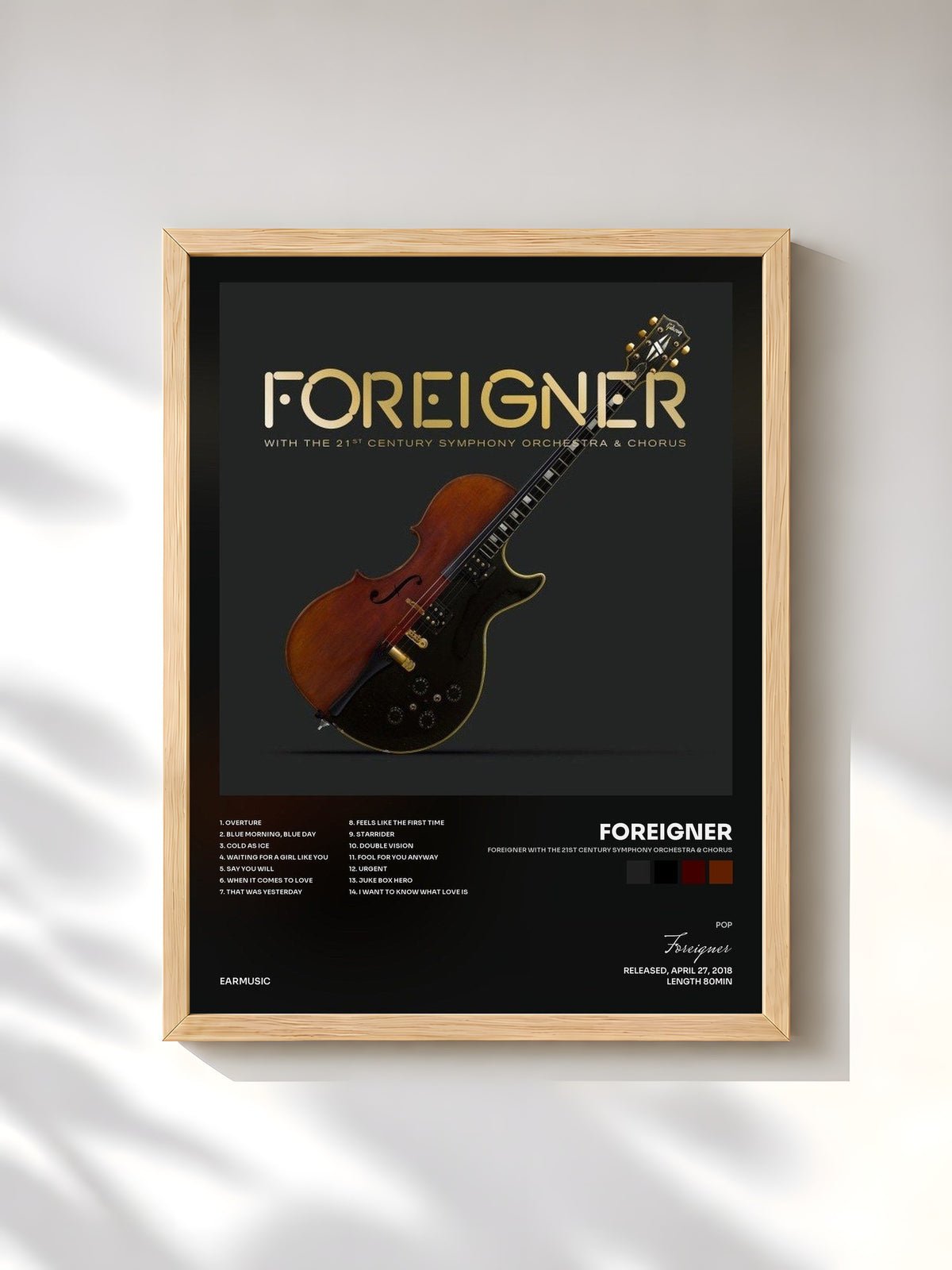 #bois Tableau de l'album Foreigner with the 21st Century Symphony Orchestra & Chorus de Foreigner, cadre en bois brut, imprimé et encadré en France