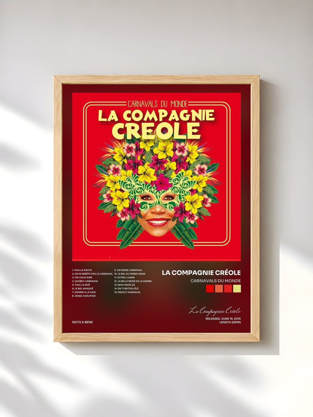 #bois Tableau de l'album Carnavals du monde de La Compagnie Créole, cadre en bois brut, imprimé et encadré en France