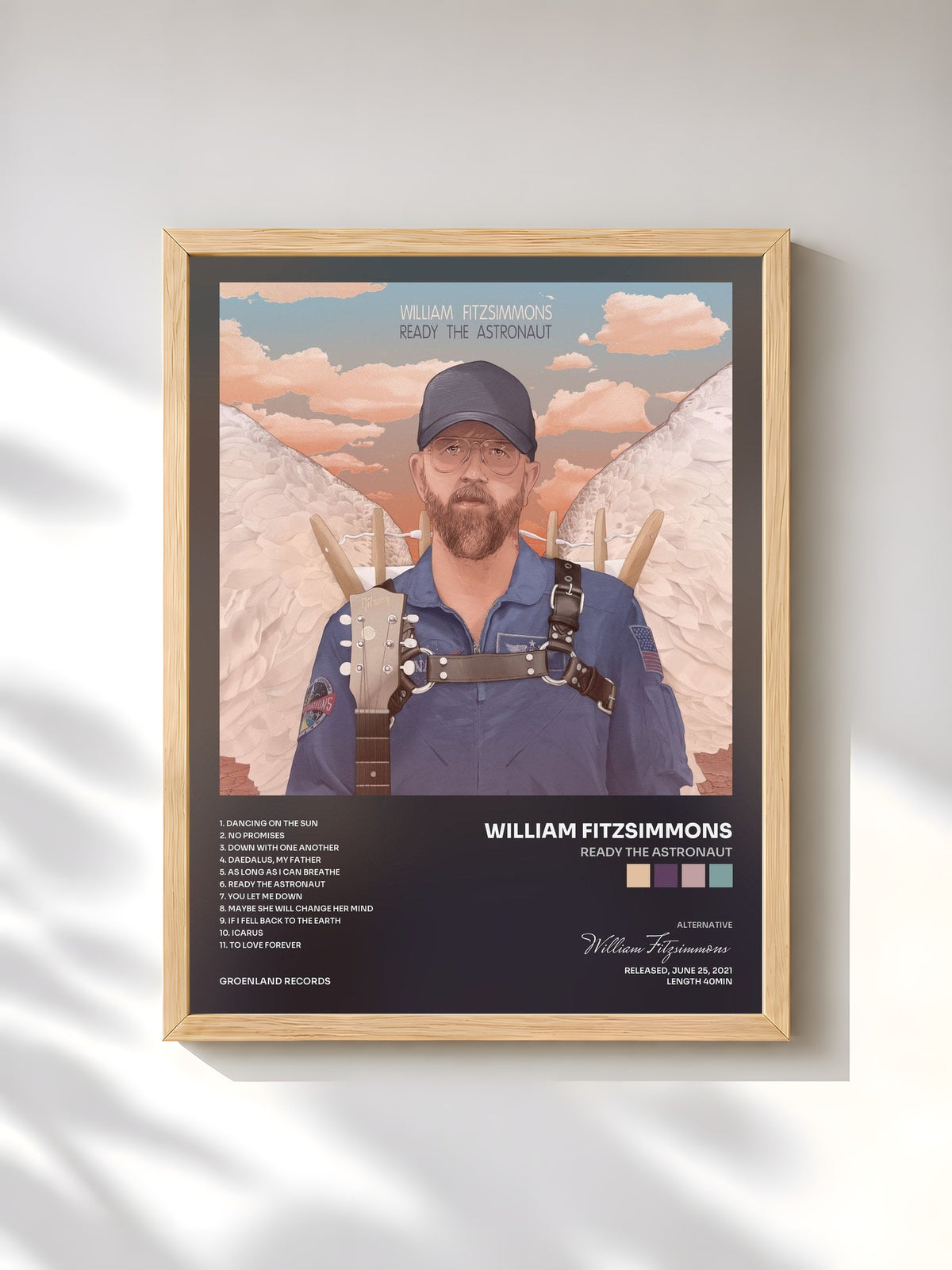 #bois Tableau de l'album Ready The Astronaut de William Fitzsimmons, cadre en bois brut, imprimé et encadré en France