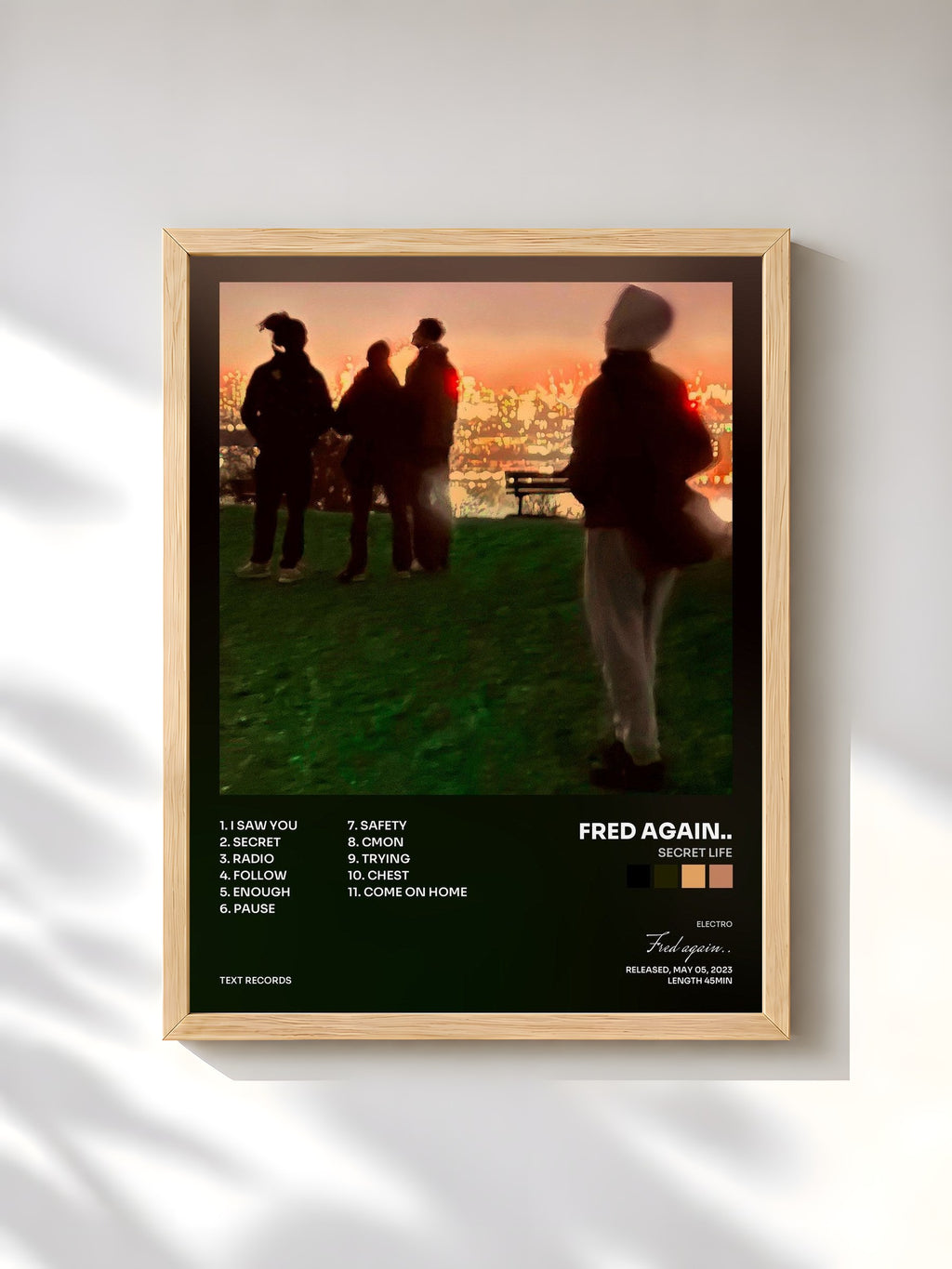 #bois Tableau de l'album Secret Life de Fred again.., cadre en bois brut, imprimé et encadré en France
