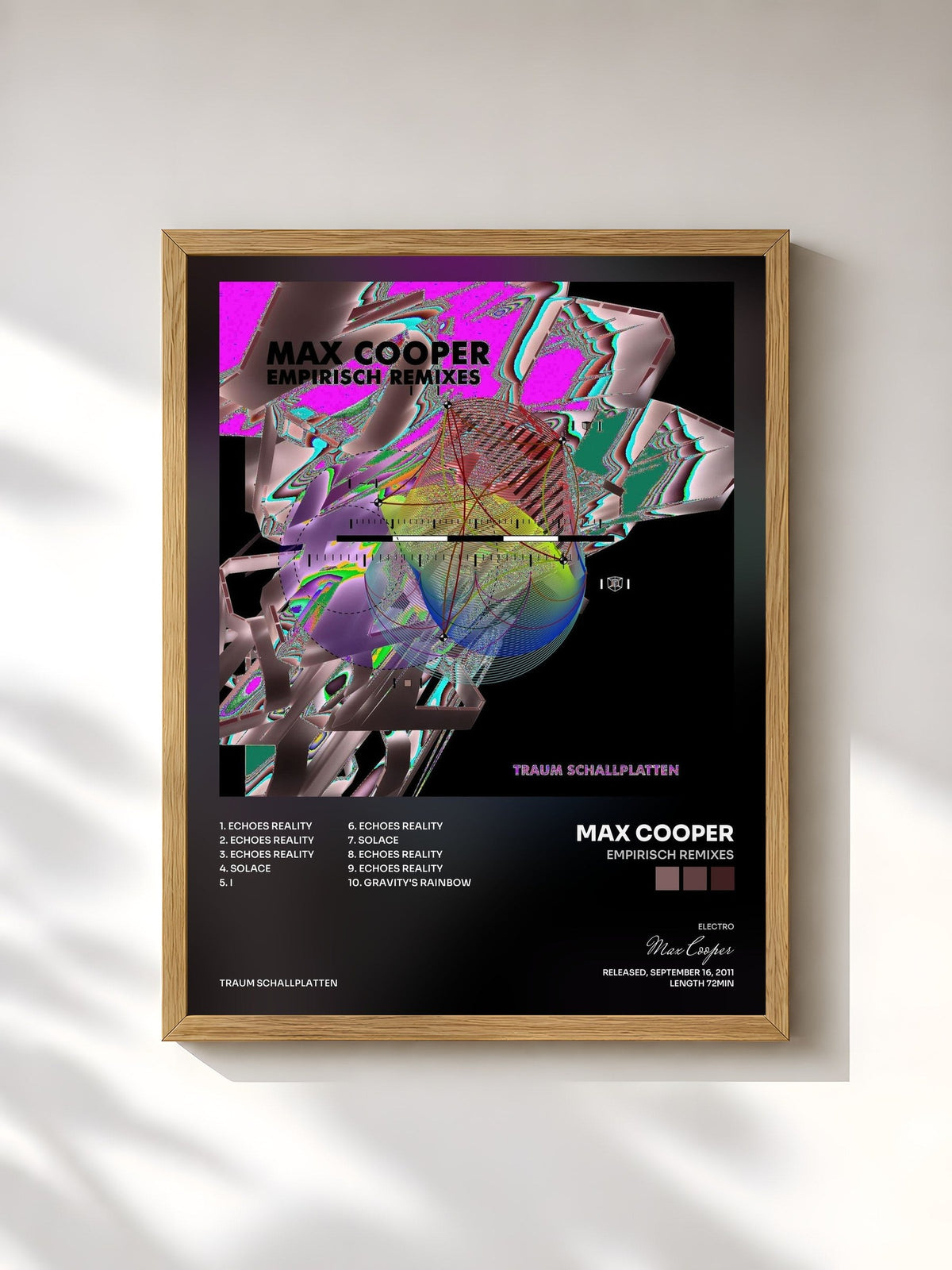 #bois Tableau de l'album Empirisch Remixes de Max Cooper, cadre en bois brut, imprimé et encadré en France