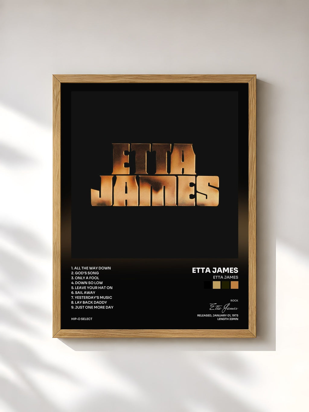 #bois Tableau de l'album Etta James de Etta James, cadre en bois brut, imprimé et encadré en France