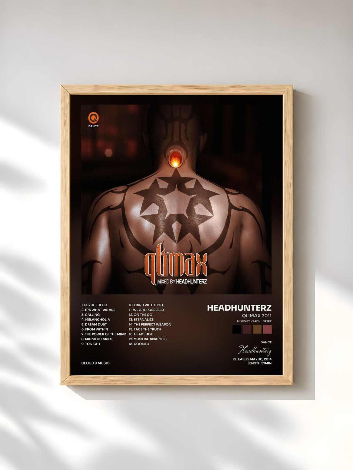 #bois Tableau de l'album Qlimax 2011 (Mixed by Headhunterz) de Headhunterz, cadre en bois brut, imprimé et encadré en France
