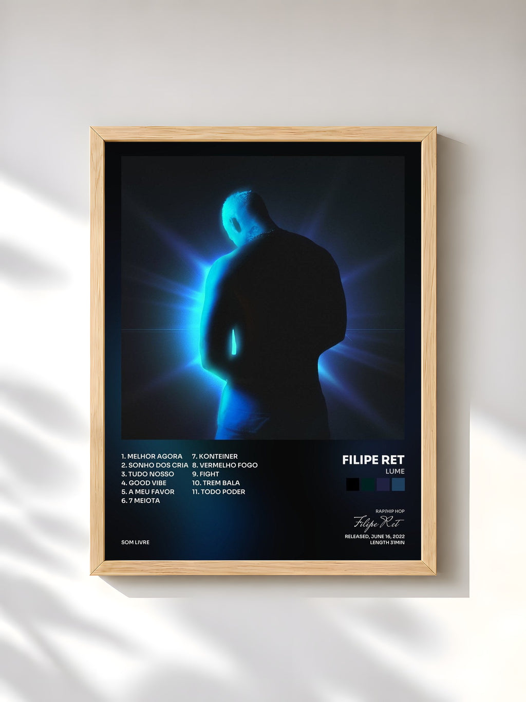 #bois Tableau de l'album LUME de Filipe Ret, cadre en bois brut, imprimé et encadré en France