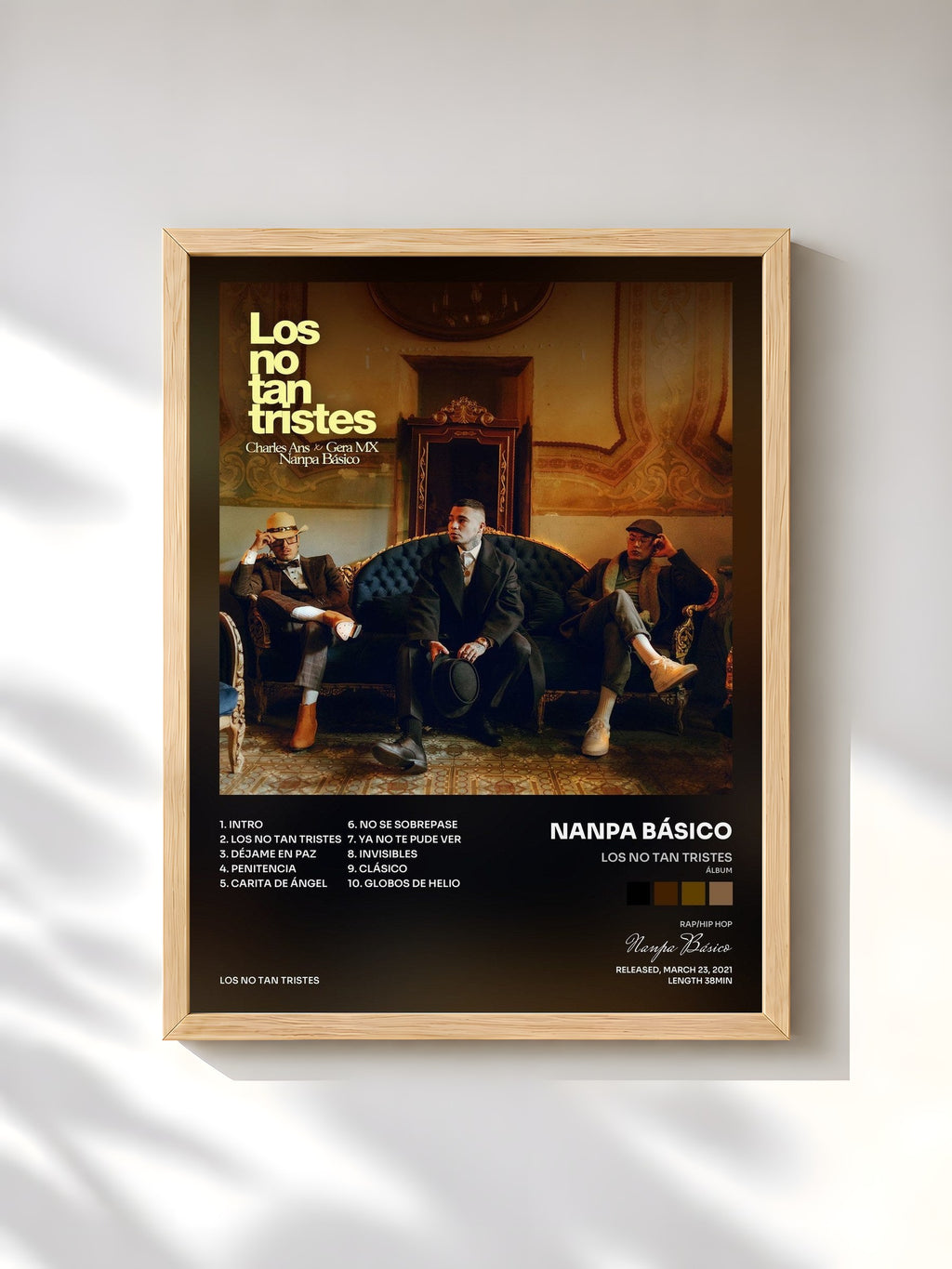 #bois Tableau de l'album Los No Tan Tristes (Álbum) de Nanpa Básico, cadre en bois brut, imprimé et encadré en France