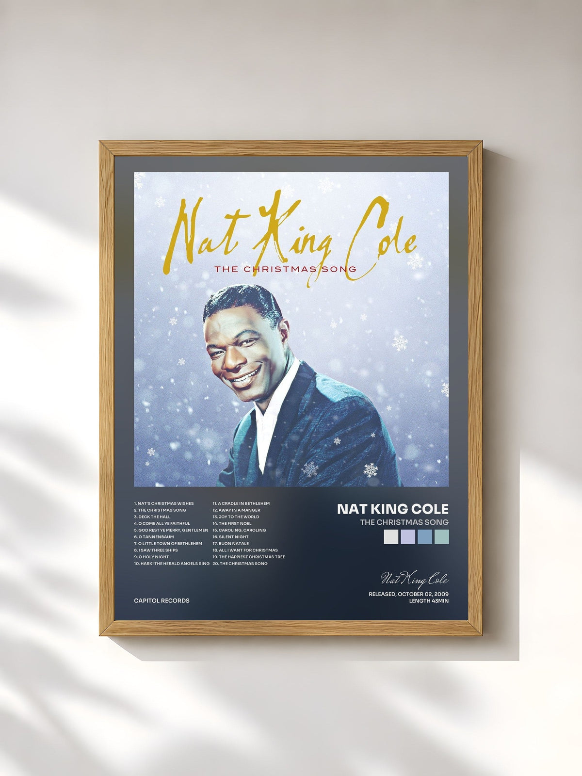 #bois Tableau de l'album The Christmas Song de Nat King Cole, cadre en bois brut, imprimé et encadré en France