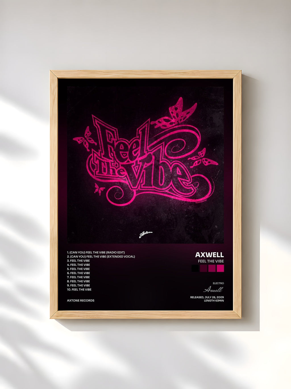 #bois Tableau de l'album Feel The Vibe de Axwell, cadre en bois brut, imprimé et encadré en France