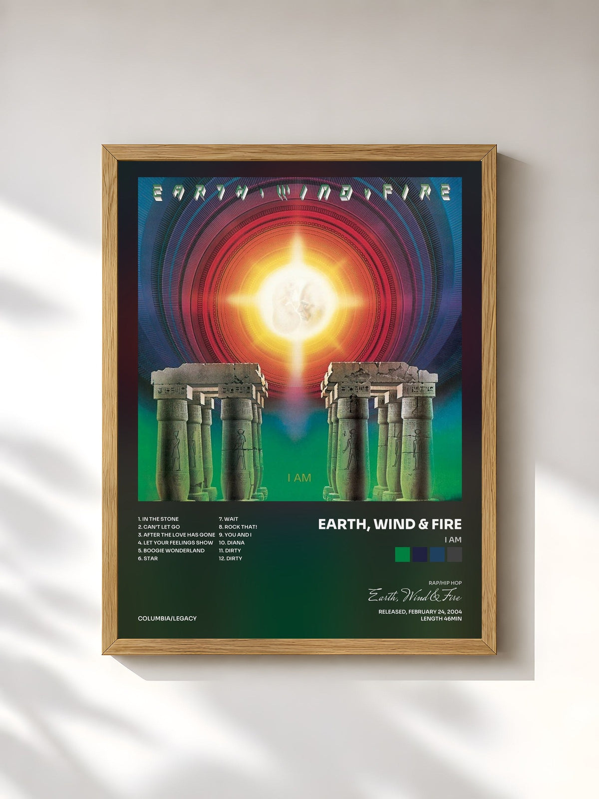 #bois Tableau de l'album I Am de Earth, Wind & Fire, cadre en bois brut, imprimé et encadré en France