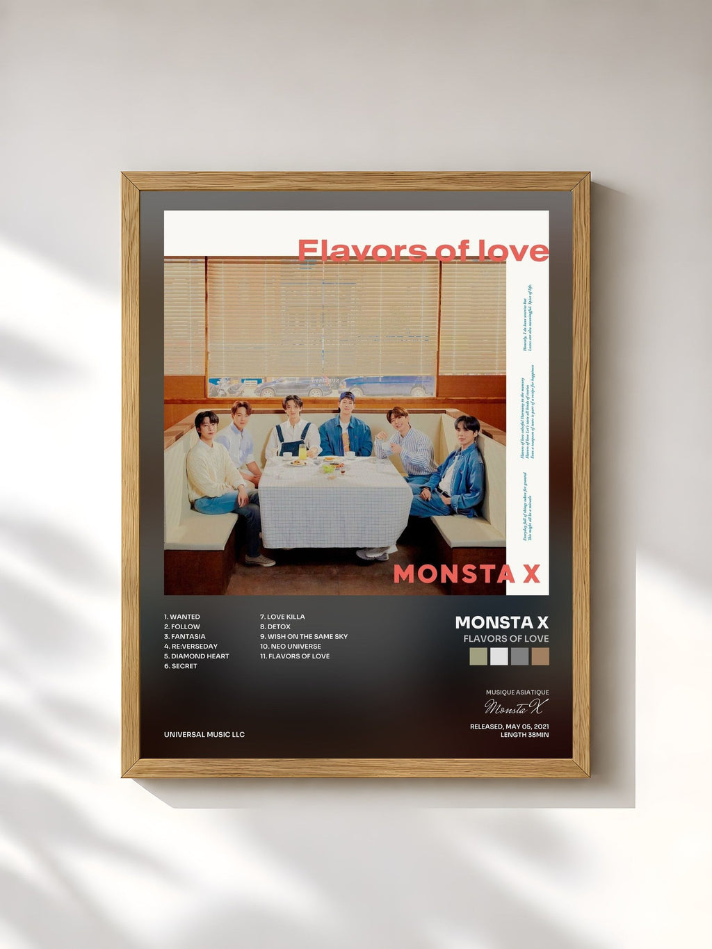 #bois Tableau de l'album Flavors Of Love de Monsta X, cadre en bois brut, imprimé et encadré en France