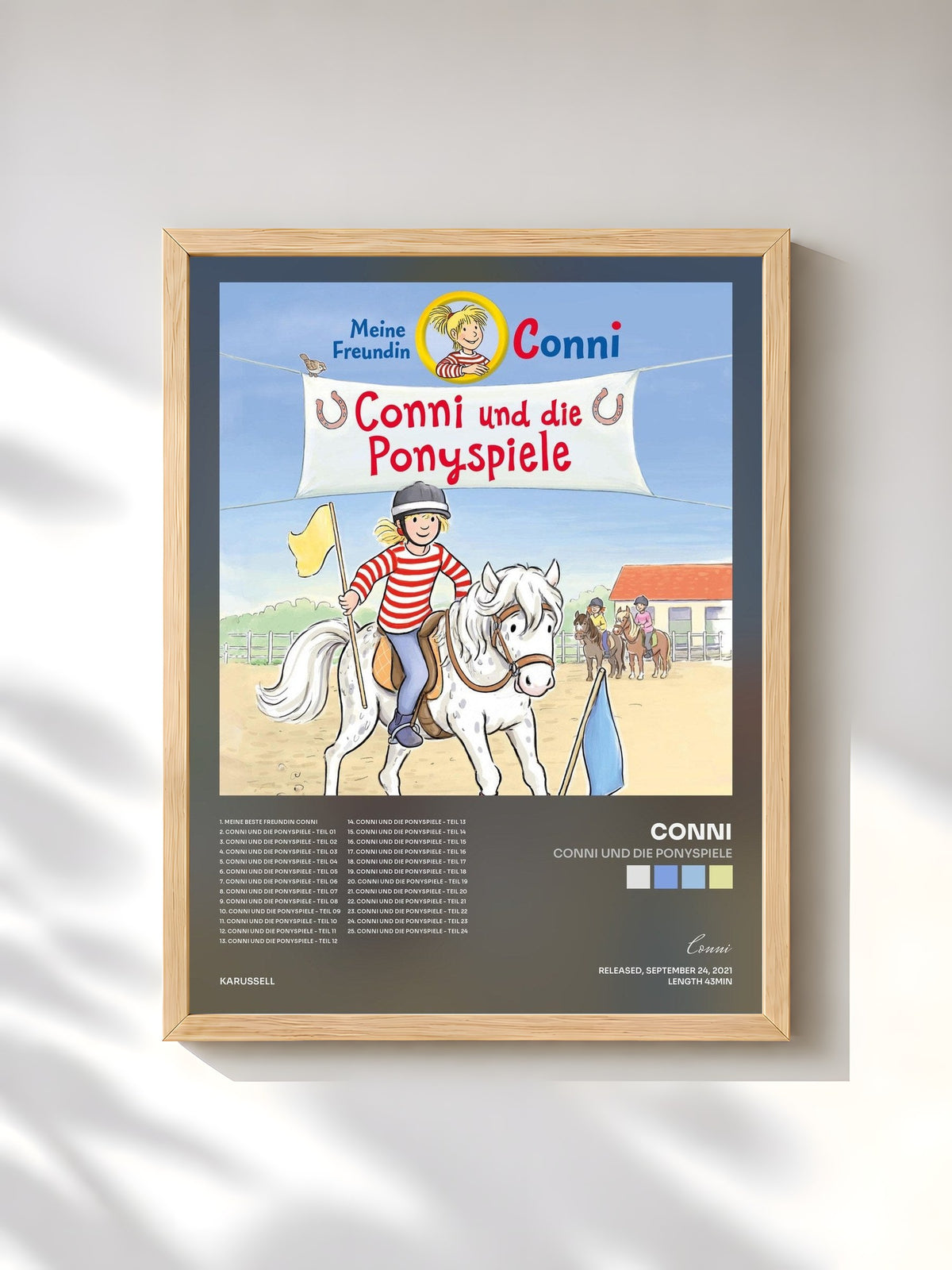 #bois Tableau de l'album Conni und die Ponyspiele de Conni, cadre en bois brut, imprimé et encadré en France