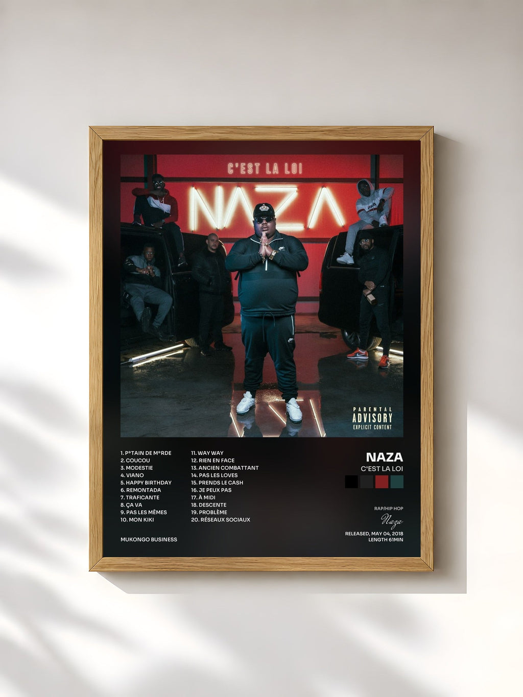 #bois Tableau de l'album C'est la loi de Naza, cadre en bois brut, imprimé et encadré en France