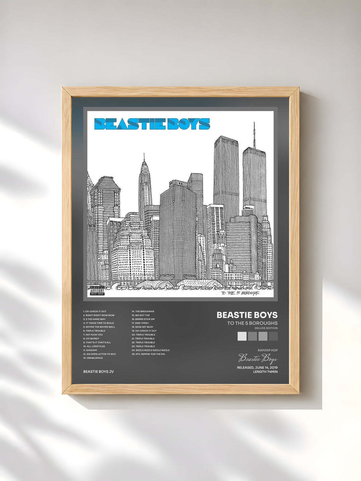 #bois Tableau de l'album To The 5 Boroughs (Deluxe Edition) de Beastie Boys, cadre en bois brut, imprimé et encadré en France