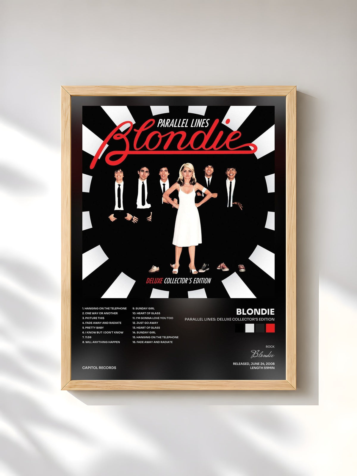 #bois Tableau de l'album Parallel Lines: Deluxe Collector's Edition de Blondie, cadre en bois brut, imprimé et encadré en France